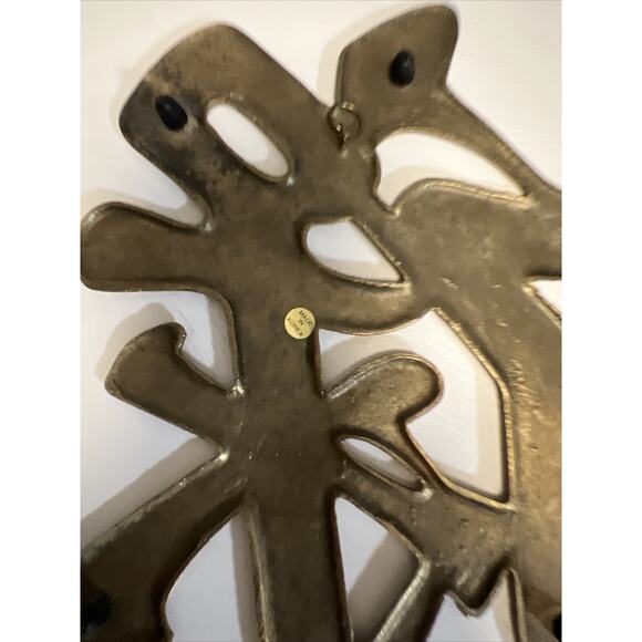 Vintage Brass Wall Hanging Chinese Trivet Set/3 Lucky Prosperity Happy 80s 90s - Picture 11 of 16